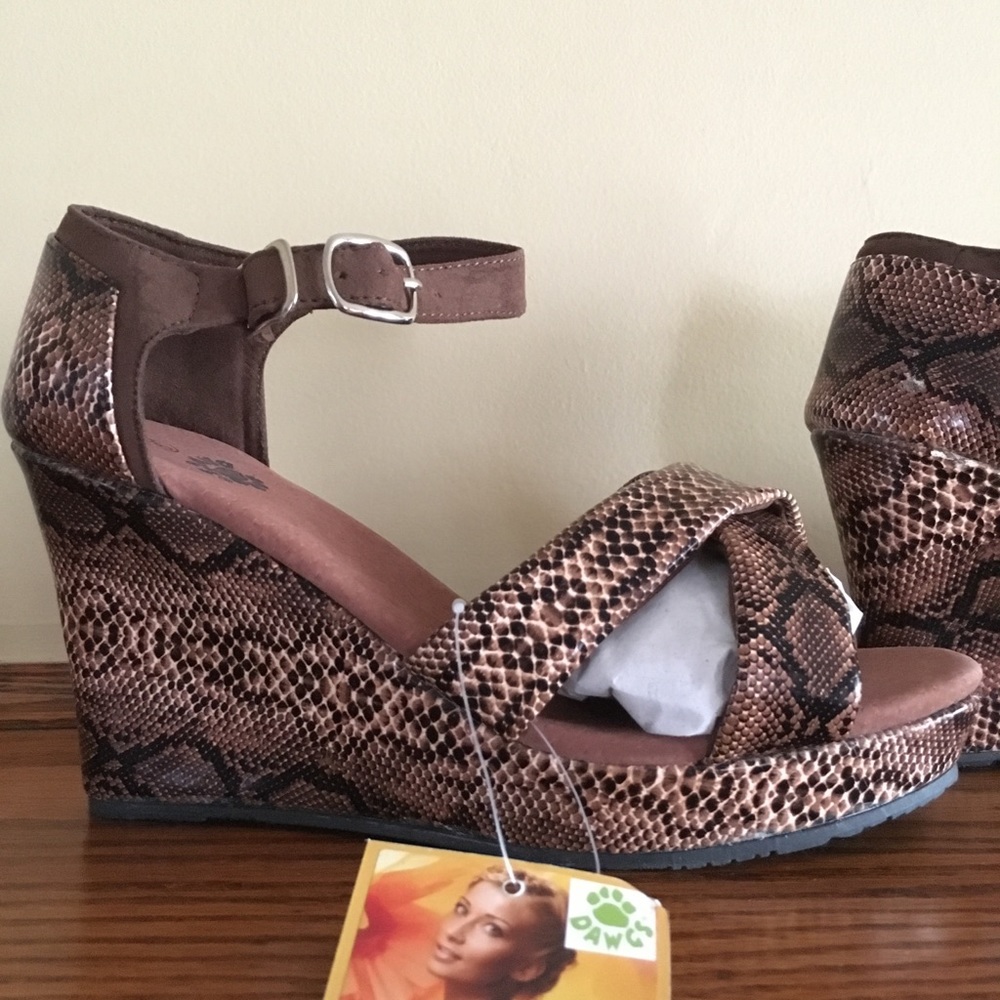 Animal print wedge sandals